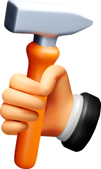 3D Hand Holding a Hammer png