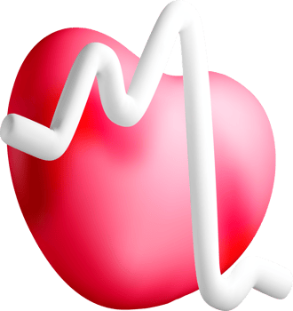 3D Heart with Pulse Line Design Concept png