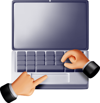 3D Hands Typing on a Laptop Keyboard. png