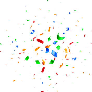 Colorful 3D Confetti Burst on White Background png