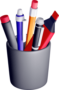 Colorful Writing Instruments in a Cup png