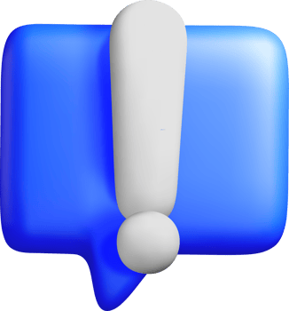 3D Speech Bubble with Exclamation Mark Design png