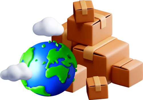 3D Delivery Packages with Earth Concept Design png