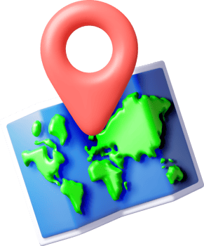 3D Map with Location Pin Highlighting Area png