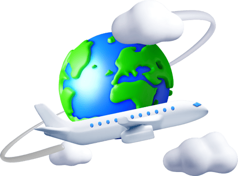 3D Airplane Flying Around the Earth Graphic png