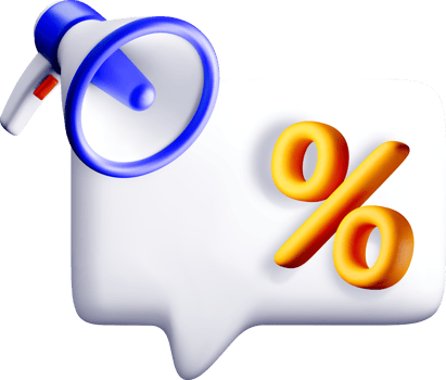 3D Percentage Announcement in Speech Bubble png