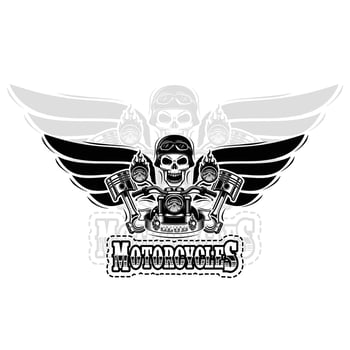 Skull Rider With Engine Pistons and Wings vector