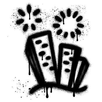 Spray Painted Graffiti building and firework isolated with a white background. EPS 10 vector