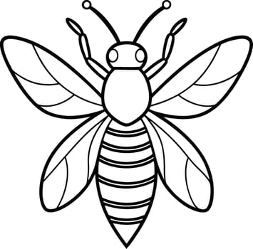 Detailed Bee Outline Drawing for Educational and Creative Projects Black and White Illustration of a Stylized Bee vector