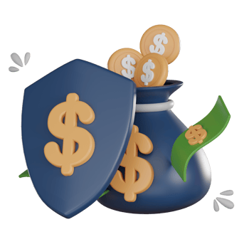 Money shield and coin illustration png