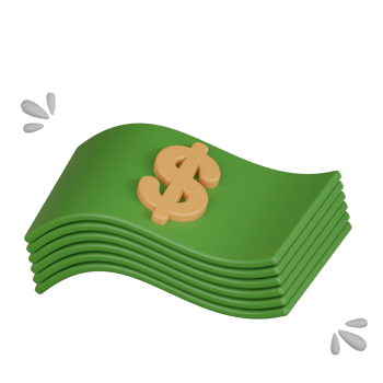 3D Investment icon concept. 3D Green Dollar Bill stack Icon png
