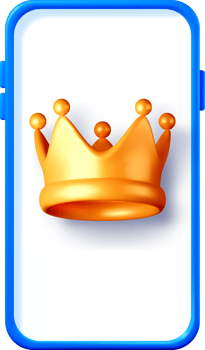 Colorful 3D Crown Design on Mobile Screen png