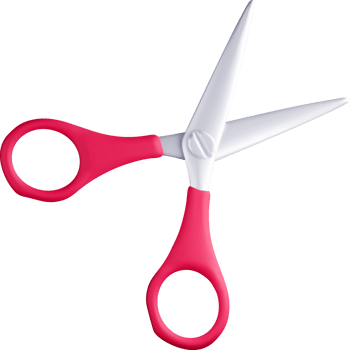 Colorful 3D Scissors with Pink Handles png