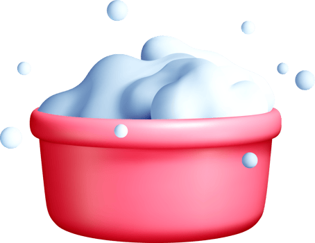 3D Foam in a Pink Container with Bubbles png