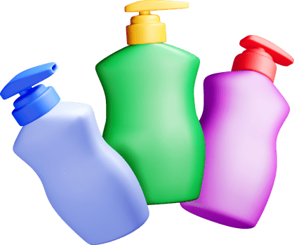 Colorful 3D Bottles of Liquid Soap png