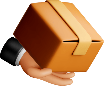 3D Hand Holding a Package in Vibrant Colors png