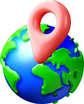 3D Globe with Location Pin Symbolizing Geography png
