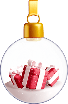 Festive 3D Ornament with Holiday Gifts Inside png