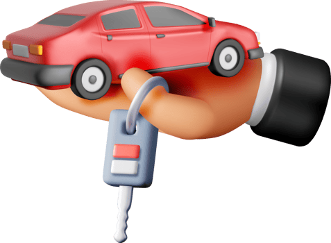 3D Hand Holding Red Car Model and Key png