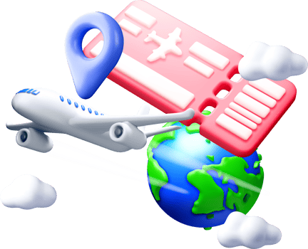 3D Travel Essentials Featuring Globe and Plane png