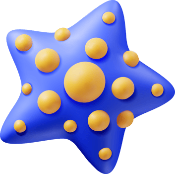 Colorful 3D Star Shape with Circular Patterns png