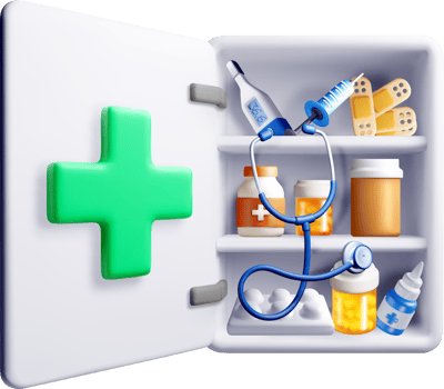 3D Medical Supplies in a Refrigerator png