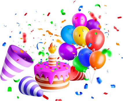 Color 3D Birthday Celebration Elements png