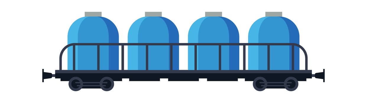 Tank cars on metal platform flat icon Freight wagon vector