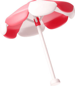 Colorful 3D Beach Umbrella Design Model png