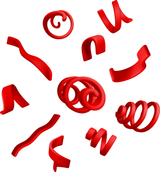 Dynamic 3D Red Shapes in Abstract Arrangement png