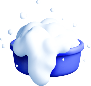 3D Bubble Bath Foam in a Blue Bowl png