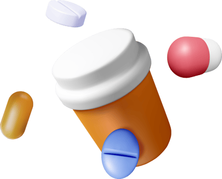 Colorful 3D Pills and Medicine Container png