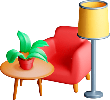 Modern 3D Living Room with Furniture and Decor png