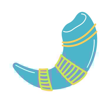 Blowing in Shofar flat icon Symbol of jewish holiday Hanukkah vector