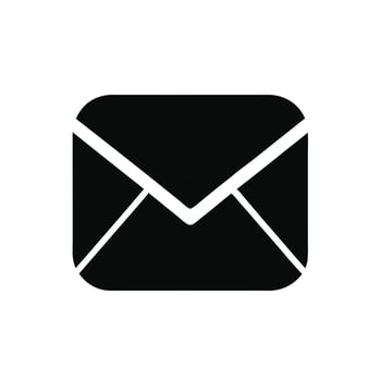 Black envelope mail icon illustration isolated on white background, symbolizing email, message, communication, contact, letter, postal service, and digital correspondence concept. vector