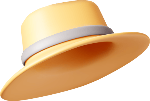 Stylish 3D Yellow Hat with Smooth Design png