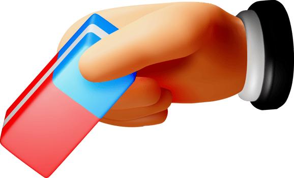 3D Hand Erasing with Vibrant Rubber Eraser png