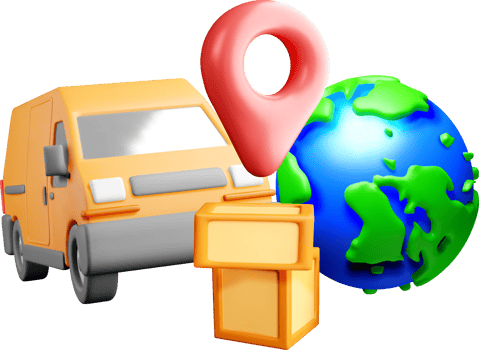 3D Delivery Truck and Global Logistics Concept png