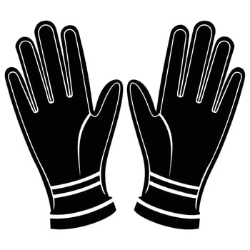 Black Gloves Silhouette Illustration, Pair of Protective Handwear, Winter Accessory, Safety Equipment, Isolated on White Background, Fashion and Work Design vector