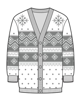 Mans Xmas v-neck cardigan sweater jacket vector