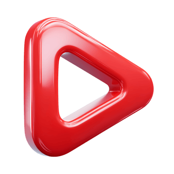 Red Play Button Icon Glossy 3D Rendering on Transparent Background png