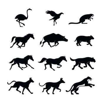 Dynamic Animal Silhouettes vector