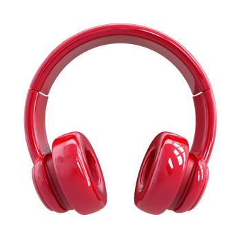 Shiny Red Headphones Isolated on Transparent Background png