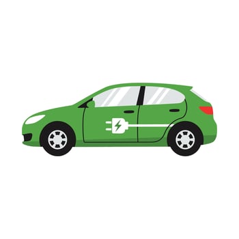 Green Electric Car with Charging Plug Icon Illustration. vector