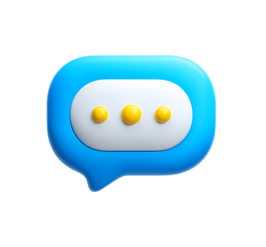 Blue speech bubble with ellipsis 3D render on transparent background png
