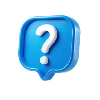 Blue speech bubble with white question mark on transparent background png