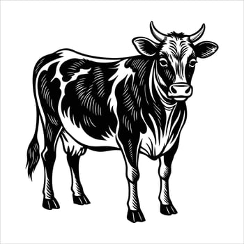 A cow on it black outline and white background vector