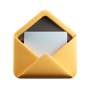 Golden Envelope with Letter Inside on Transparent Background rendered golden png