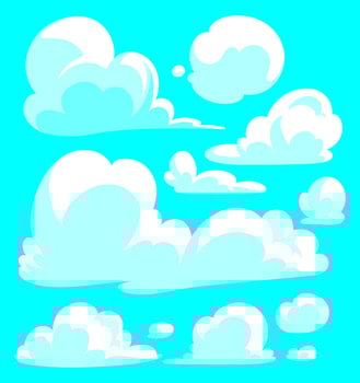 Cartoon Style White Clouds on Blue Sky vector