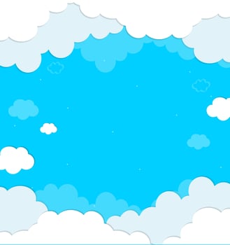 Illustration of White Clouds on Blue Sky Background vector